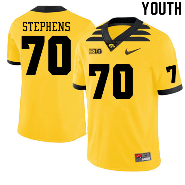 Youth #70 Beau Stephens Iowa Hawkeyes College Football Jerseys Sale-Gold